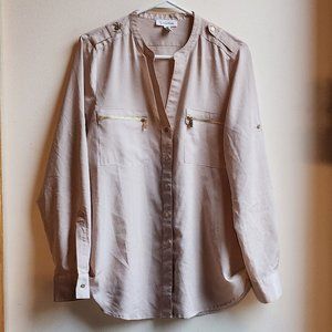 Calvin Klein Beige Button Down Shirt Size Medium